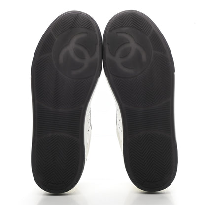 Chanel Grained Calfskin Fabric Womens Logo Sneakers 37 White Black 5 of 9