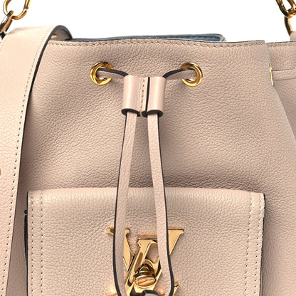 Louis Vuitton Calfskin Lockme Bucket MM Greige 7 of 10