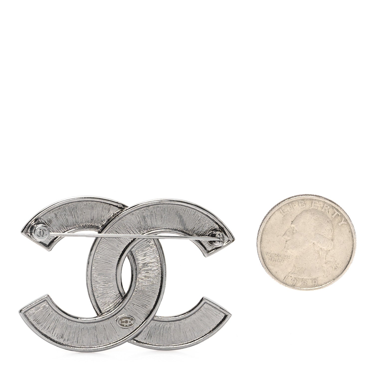 Chanel Pearl Crystal CC Brooch Silver 2 of 4