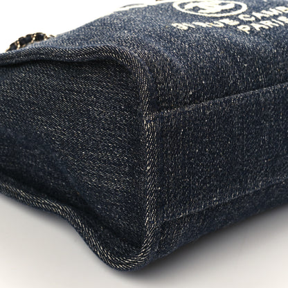 Chanel Denim Small Deauville Tote Dark Blue White 9 of 10