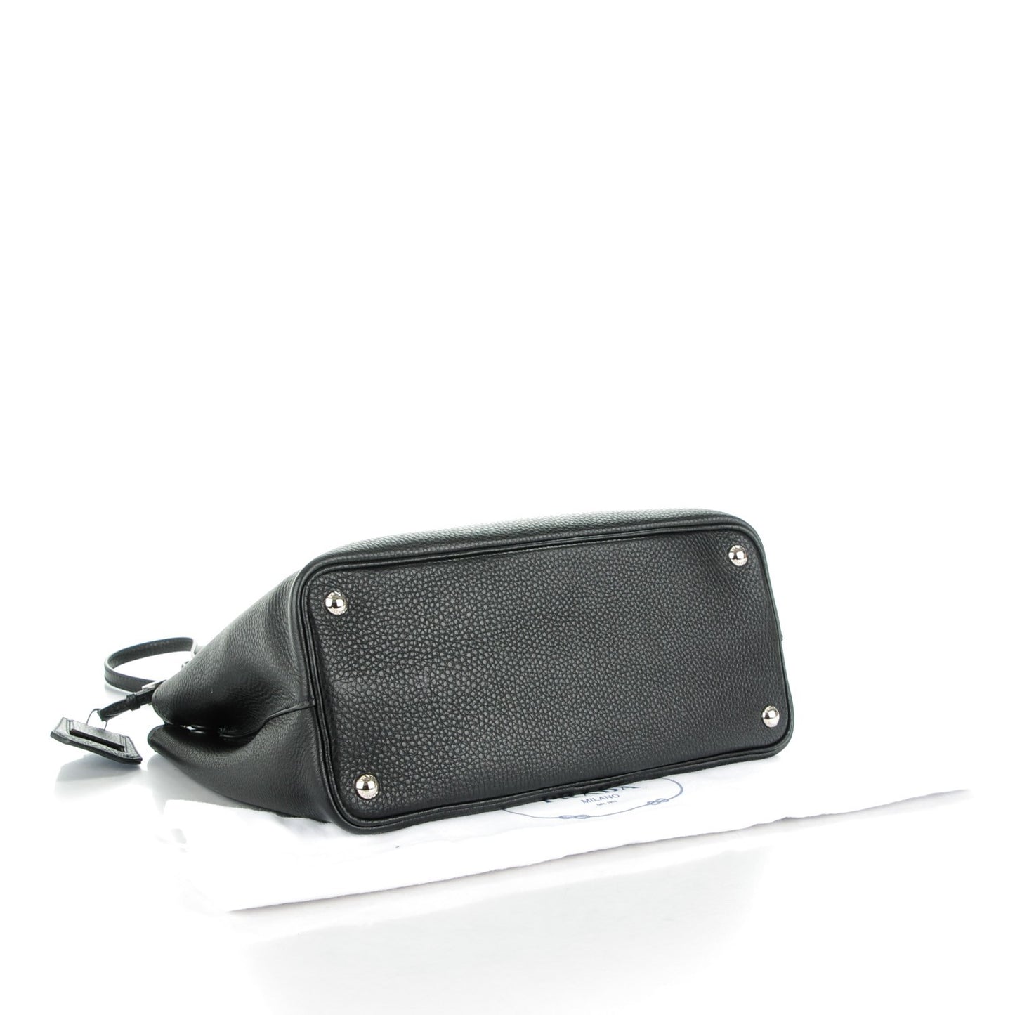Vitello Daino Small Double Tote Black Cuoio