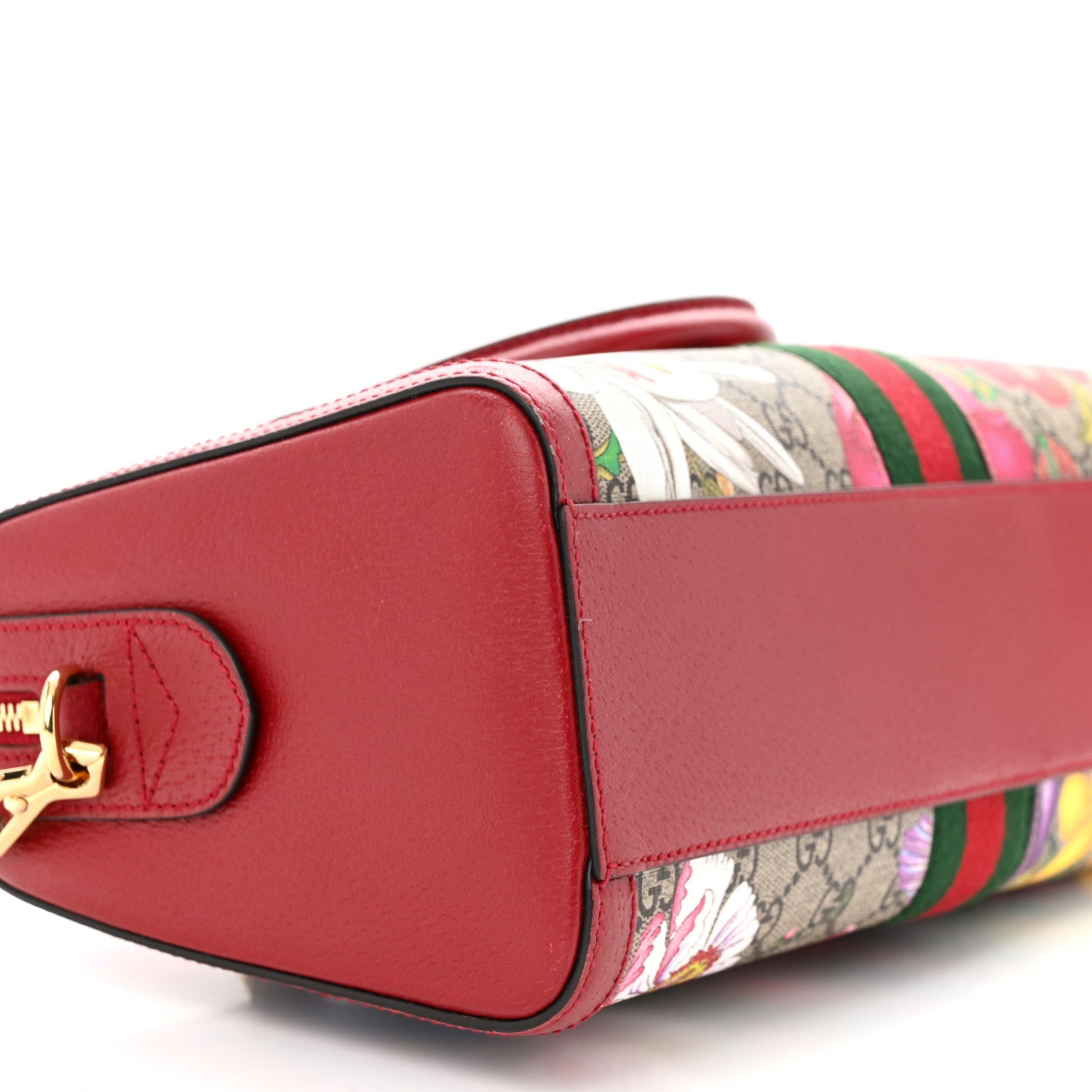 Gucci GG Supreme Monogram Flora Web Medium Ophidia Boston Red 9 of 11