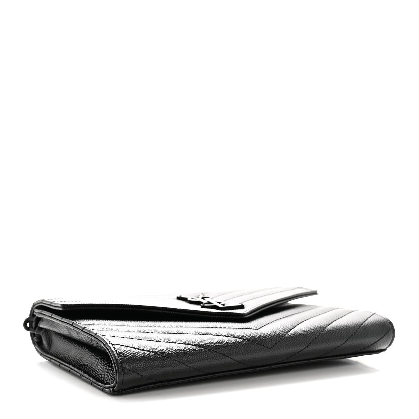 Grain De Poudre Matelasse Chevron Monogram Monochrome Envelope Clutch Black