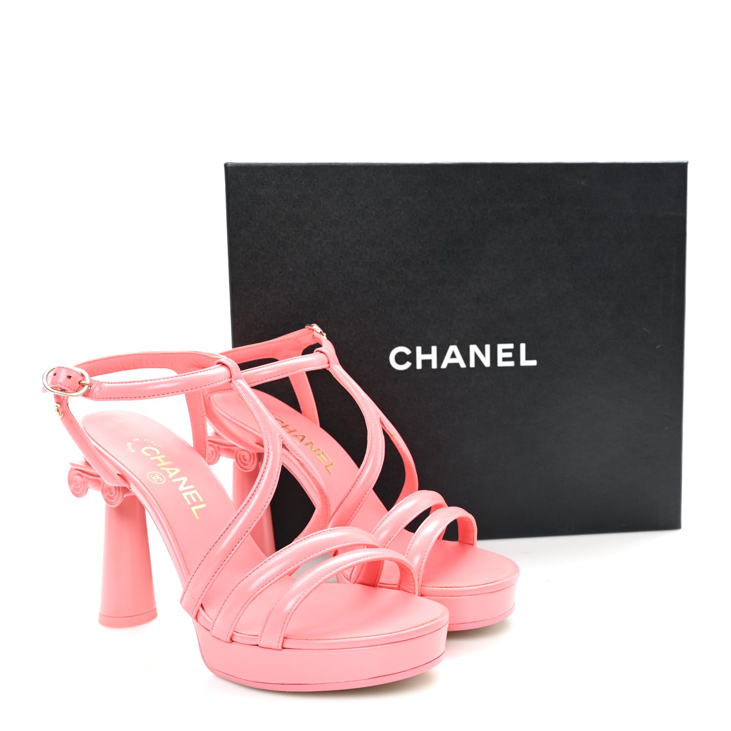 Goatskin Parthenon Platform Sandals 38.5 Pink