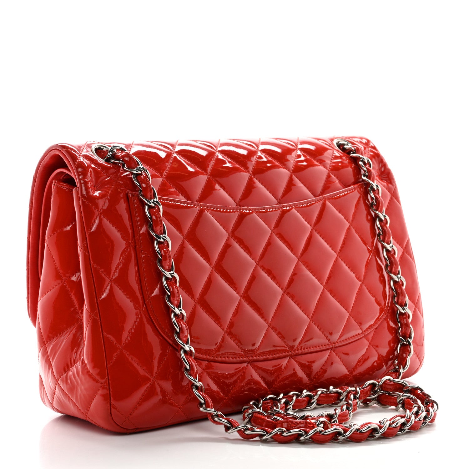 Chanel Patent Quilted Jumbo Double Flap Red 3 of 15