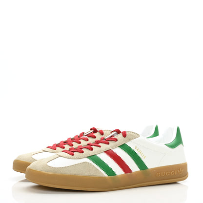 Gucci X ADIDAS Suede Madeira Demetra Mens Gazelle Sneakers 12 Oatmeal White New Shamarock Hibiscus Red 3 of 9