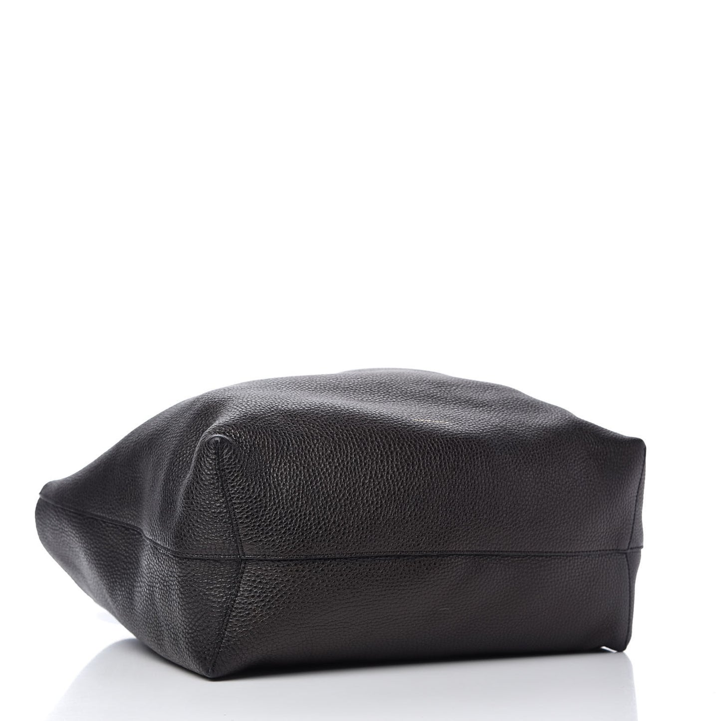 Tumbled Calfskin Large Shopping Tote Black