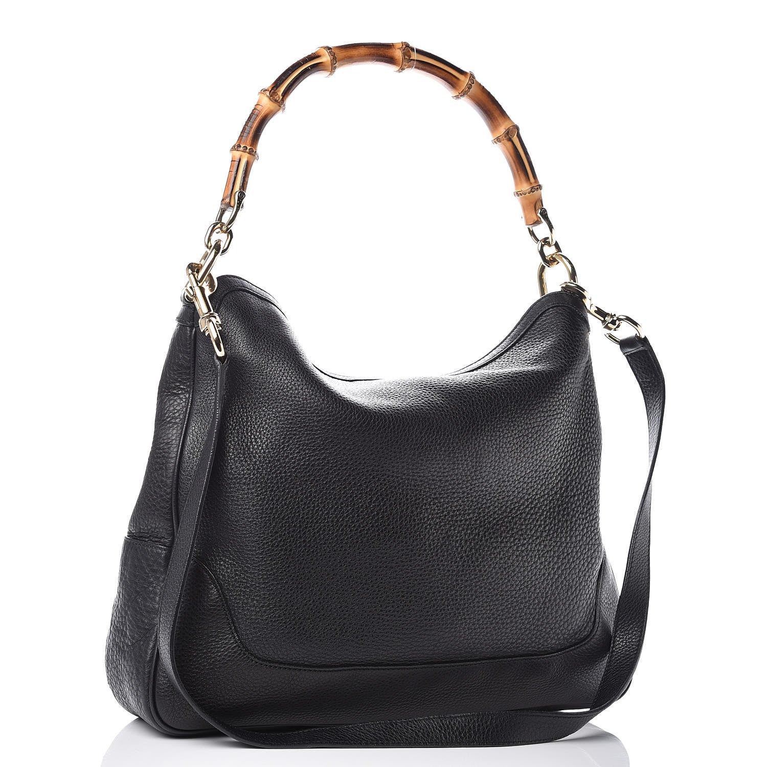 Gucci Pebbled Calfskin Medium Diana Bamboo Shoulder Bag Black 3 of 10