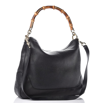 Gucci Pebbled Calfskin Medium Diana Bamboo Shoulder Bag Black 3 of 10