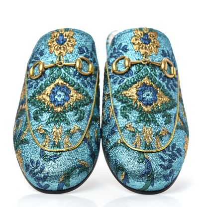 Gucci Iridescent Brocade Womens Princetown Slippers 36.5 Azure Multicolor Oro 3 of 10
