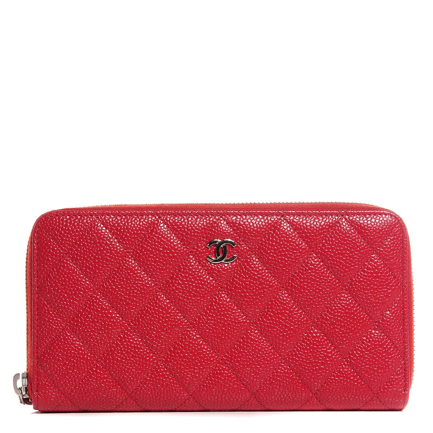 Caviar Quilted Large Gusset Zip Around Wallet Red