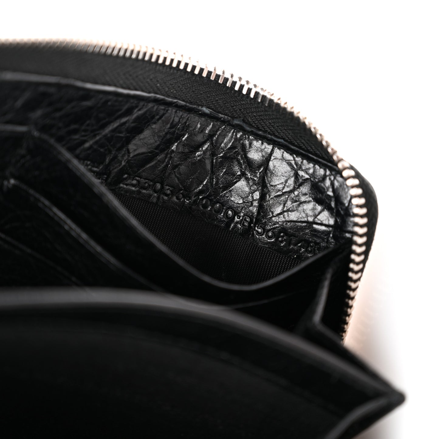 Agneau Classic Silver Hardware Continental Zip Around Wallet Black