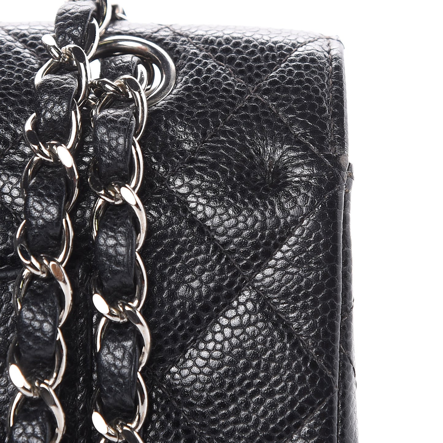 Caviar Quilted Medium Double Flap Black