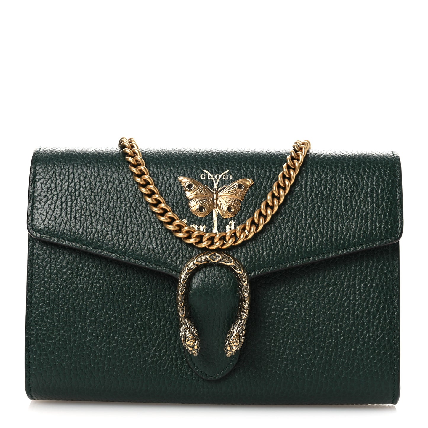 Calfskin Garden Dionysus Chain Wallet Emerald