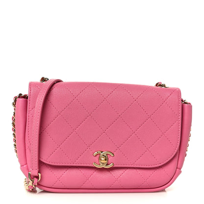 Chanel Goatskin Stitched Casual Trip Single Flap Pink 1 of 11