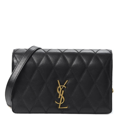 Saint Laurent Lambskin Diamond Quilted Monogram Angie Chain Bag Black 1 of 10