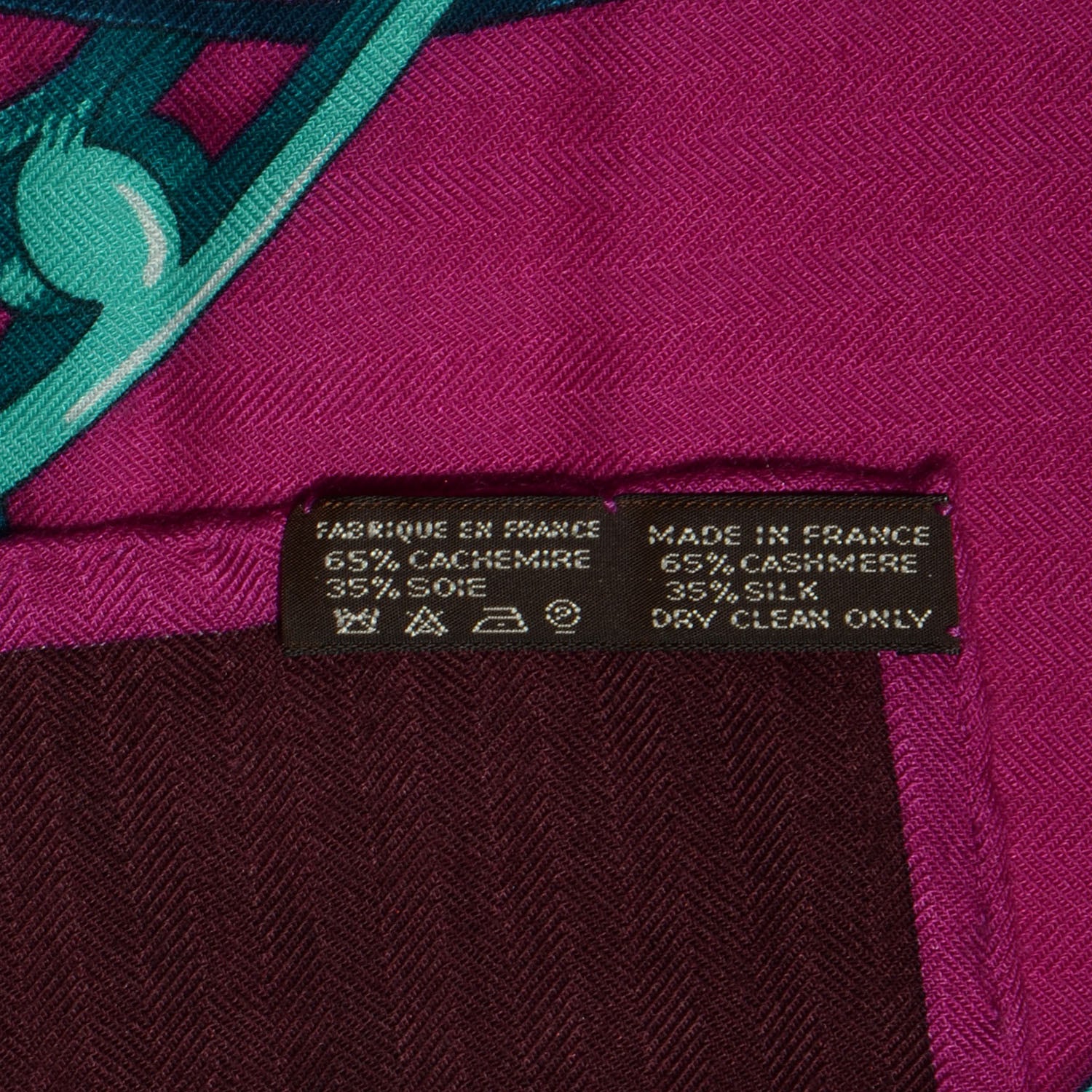 Hermes Cashmere Silk L'Instruction du Roy Shawl GM 140 Aubergine Fuchsia Vert 5 of 6