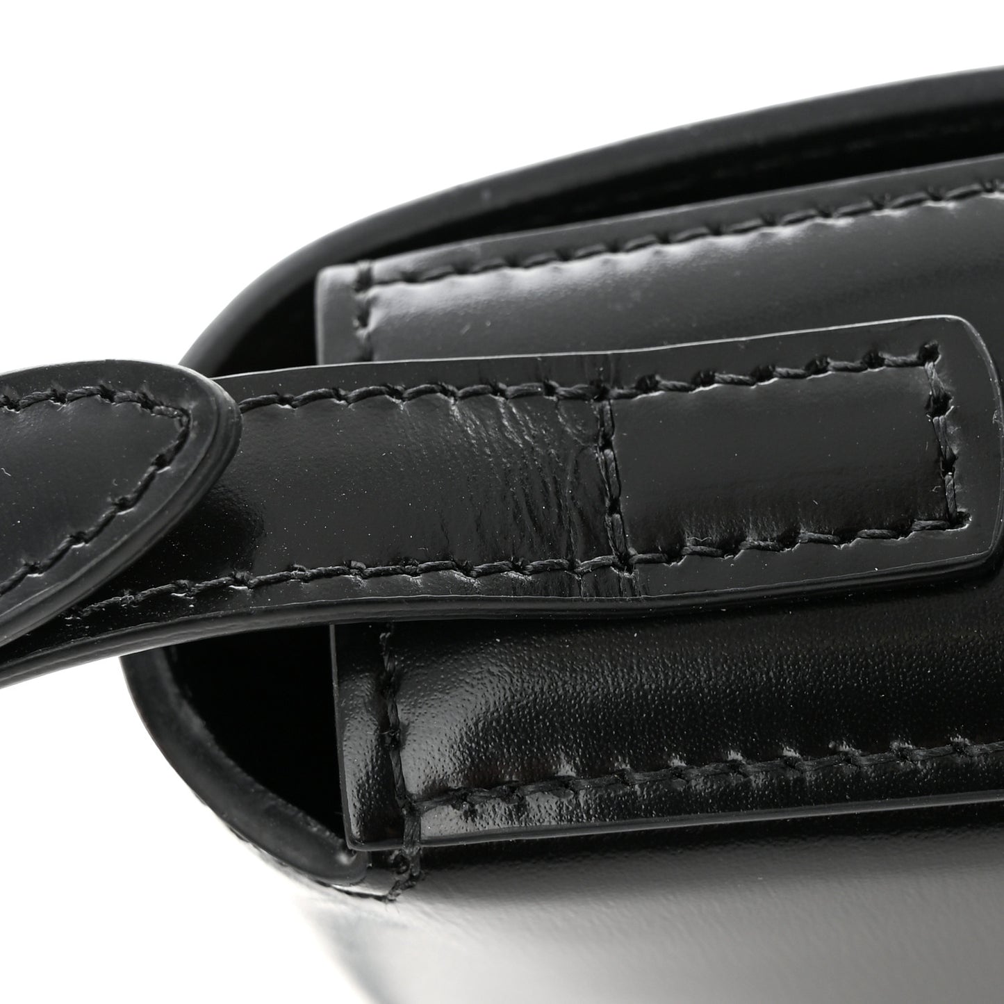 Shiny Calfskin Triomphe Shoulder Bag Black