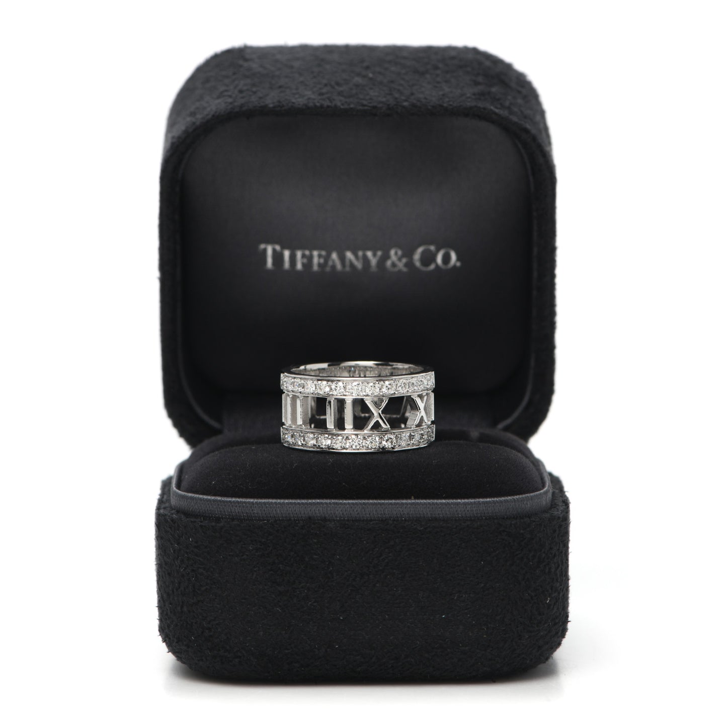 18K White Gold Diamond Wide Atlas Open Ring 50 5.5