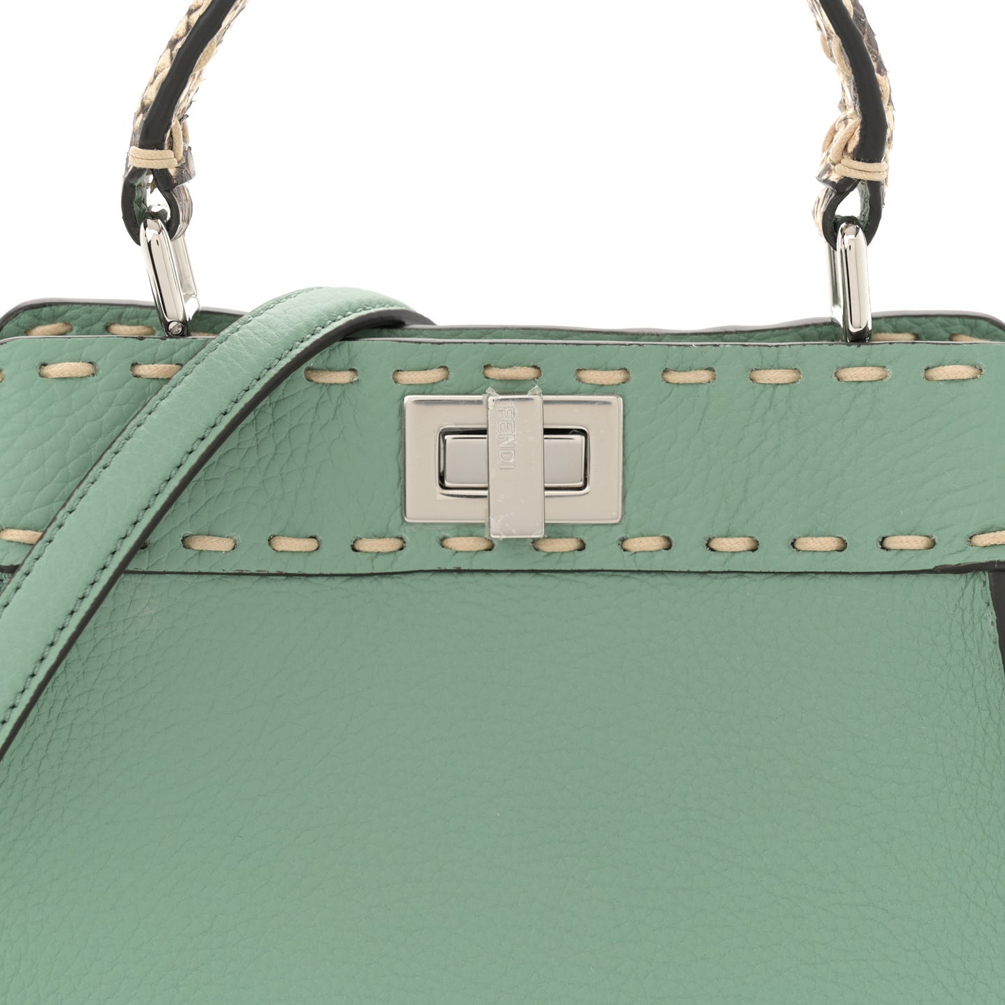 Cuoio Romano Snakeskin Selleria Mini Peekaboo Iconic Satchel Mint Stone