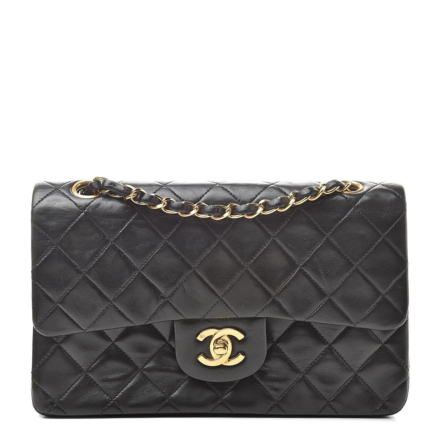 Lambskin Quilted Small Double Flap Black
