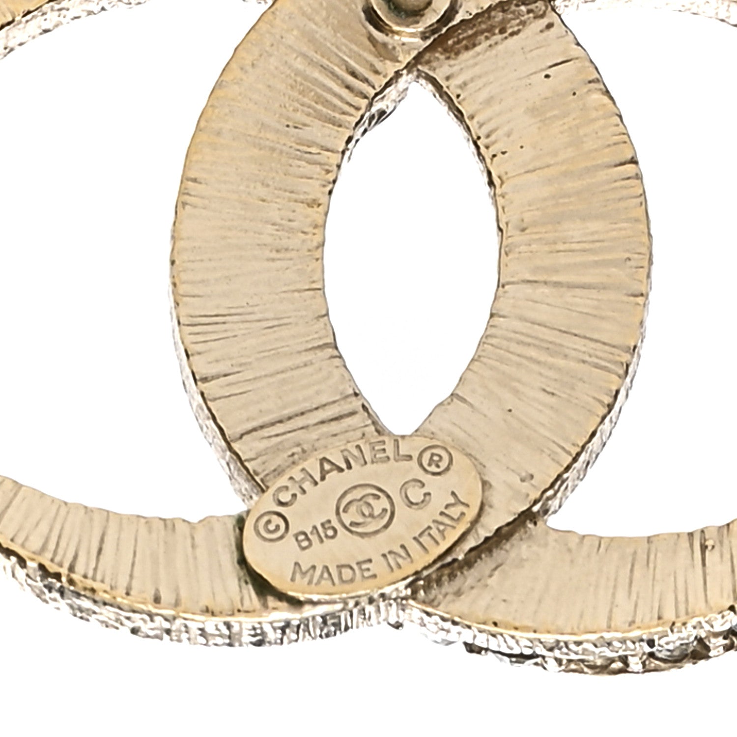 Chanel Crystal CC Moon Earrings Gold 4 of 4