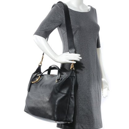 Gucci Leather Twill Top Handle Satchel Black 2 of 7
