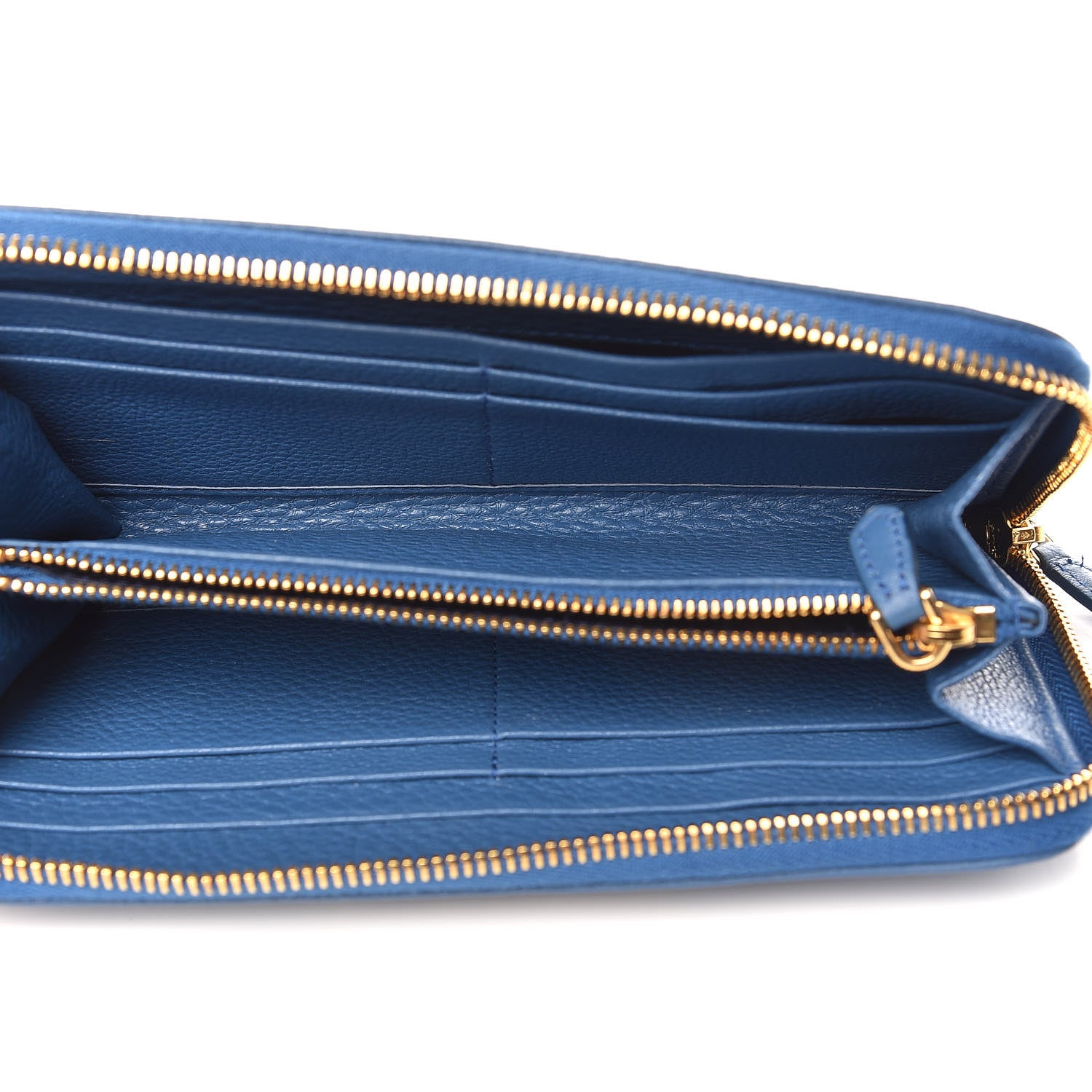 Prada Vitello Daino Zip Around Wallet Cobalto 5 of 9