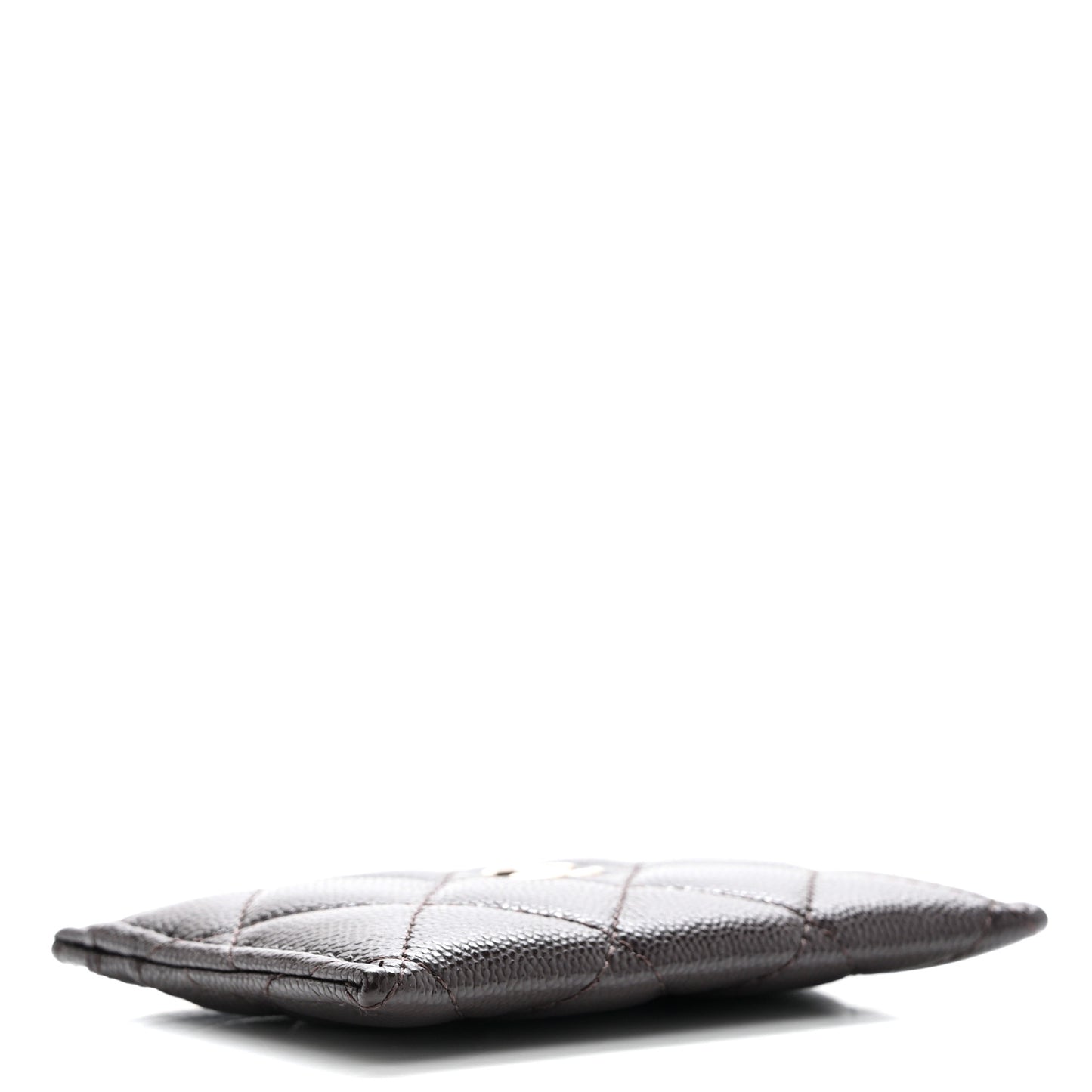 Caviar Quilted Card Holder Dark Brown