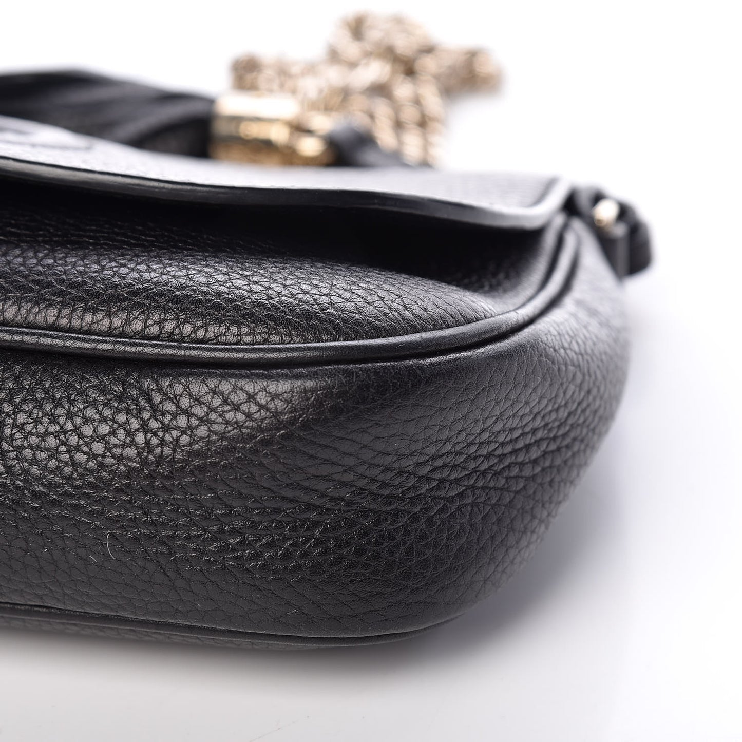 Pebbled Calfskin Medium Soho Flap Crossbody Black
