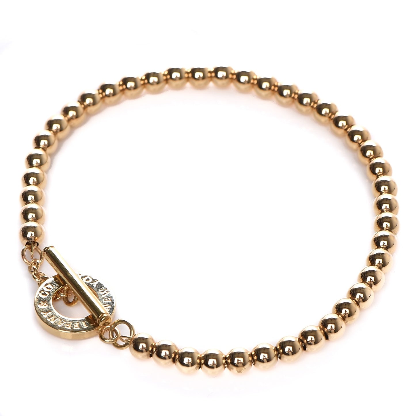 18K Yellow Gold 4mm Beads Toggle Bracelet