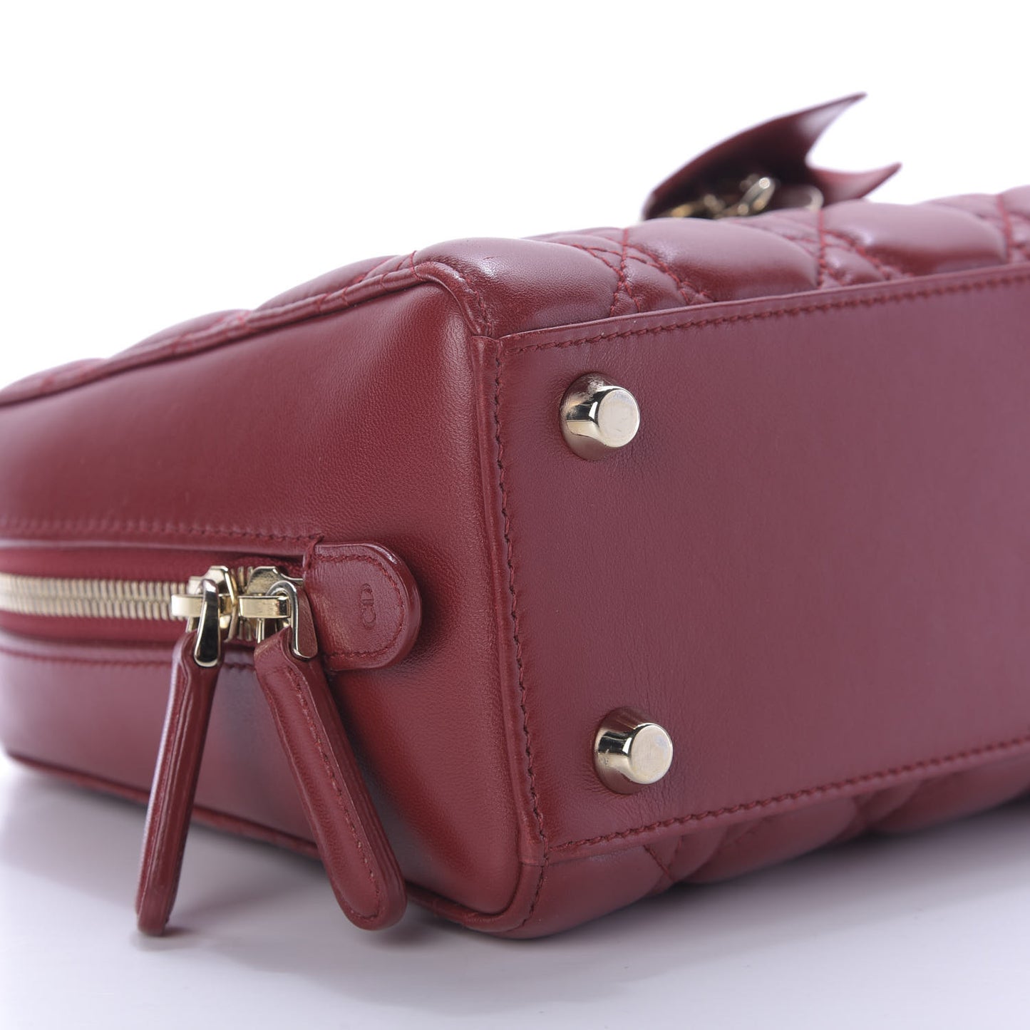 Lambskin Cannage Lily Tote Dark Burgundy