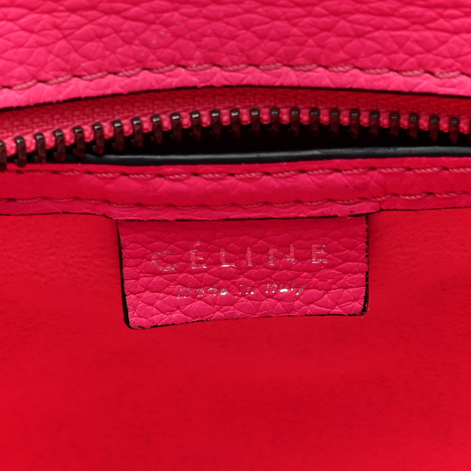 Celine Drummed Calfskin Nano Luggage Fuchsia 7 of 10