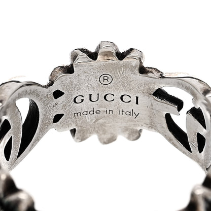Gucci Sterling Silver Topaz Mother of Pearl Turquoise Resin Double G Flower Ring 49 5 5 of 7