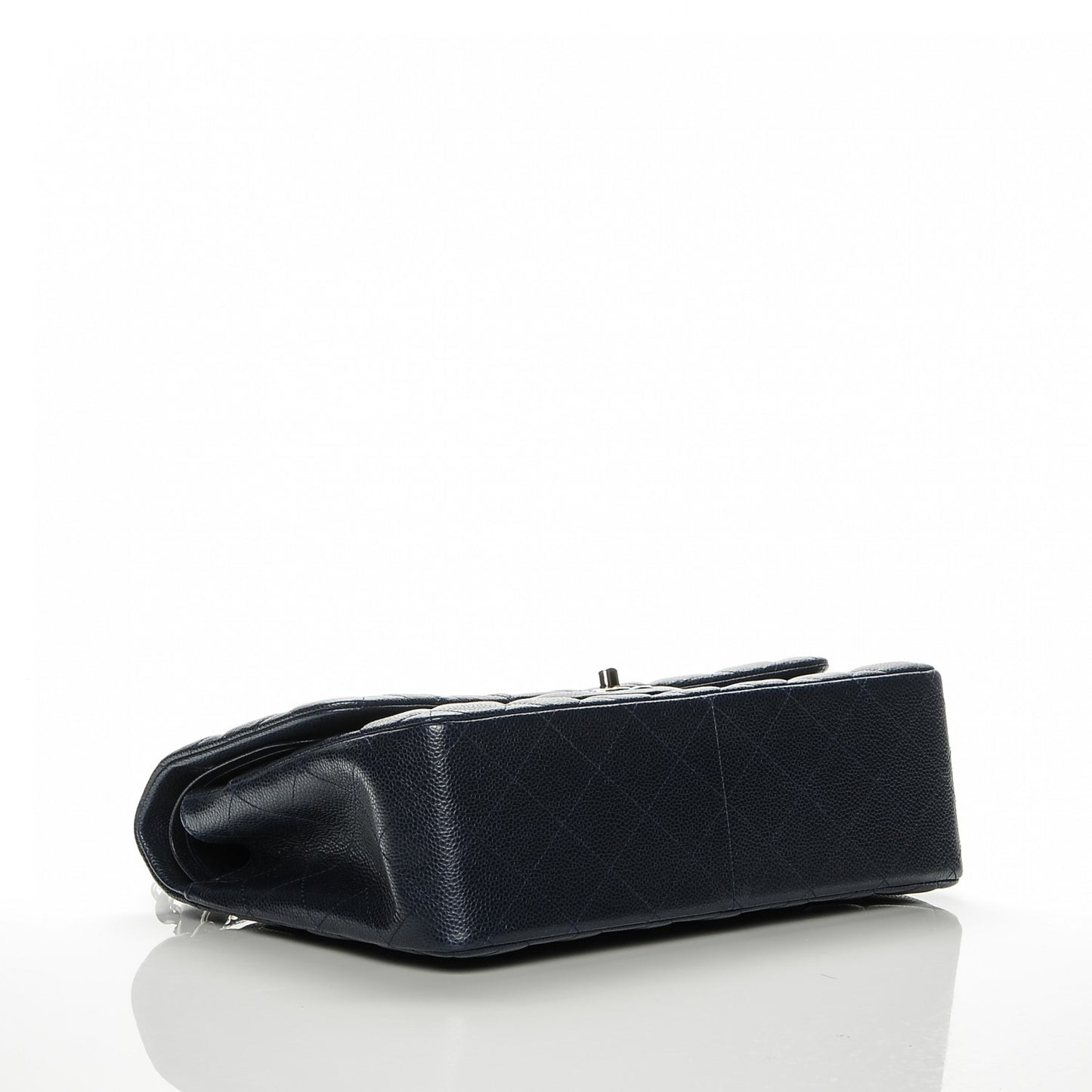 Caviar Quilted Jumbo Double Flap Navy Blue