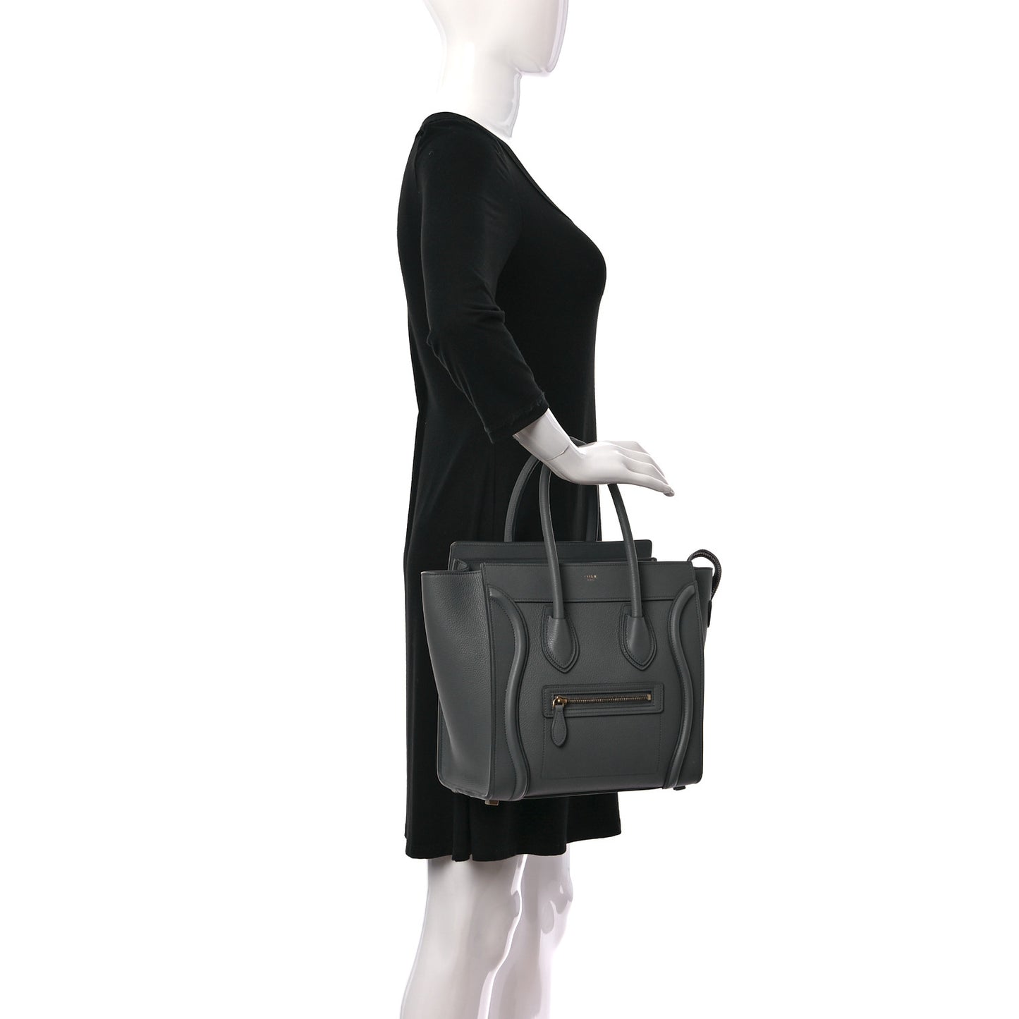 Drummed Calfskin Micro Luggage Kohl
