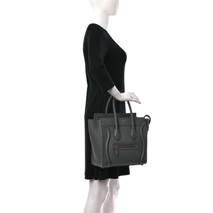 Celine Drummed Calfskin Micro Luggage Kohl 2 of 13