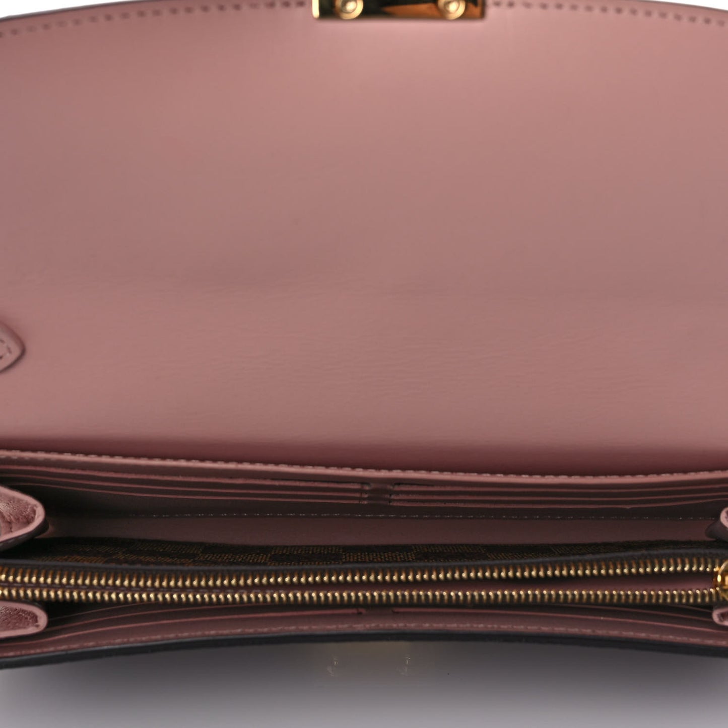 Damier Ebene Croisette Chain Wallet Rose Ballerine