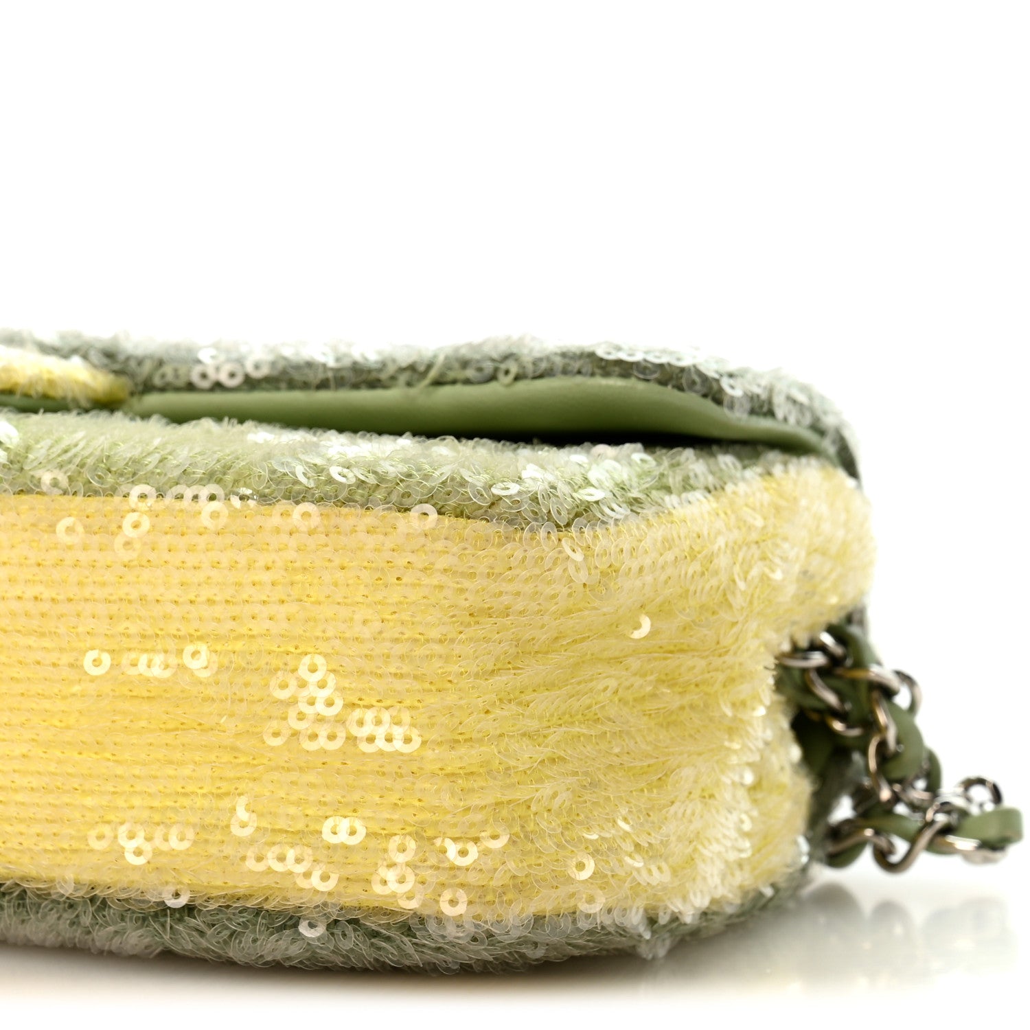 Chanel Sequin Waterfall Flap  Green Light Green Yellow 10 of 11