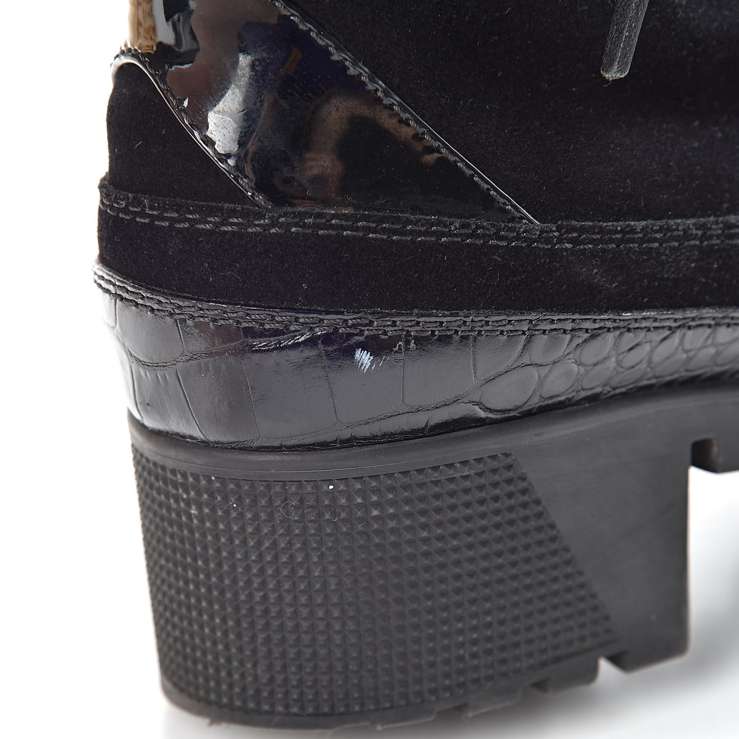 Suede Calfskin Reverse Monogram Laureate Platform Desert Boots 37.5 Black