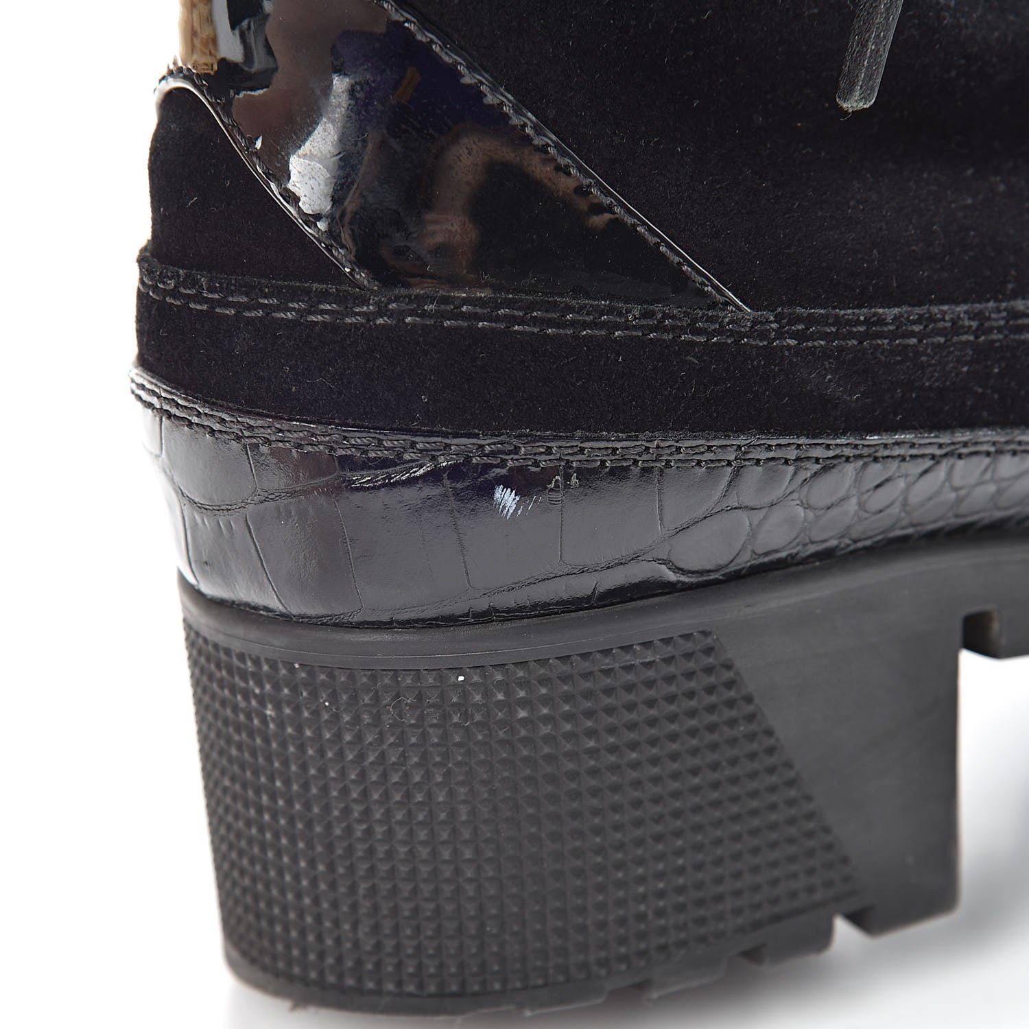 Louis Vuitton Suede Calfskin Reverse Monogram Laureate Platform Desert Boots 37.5 Black 11 of 12