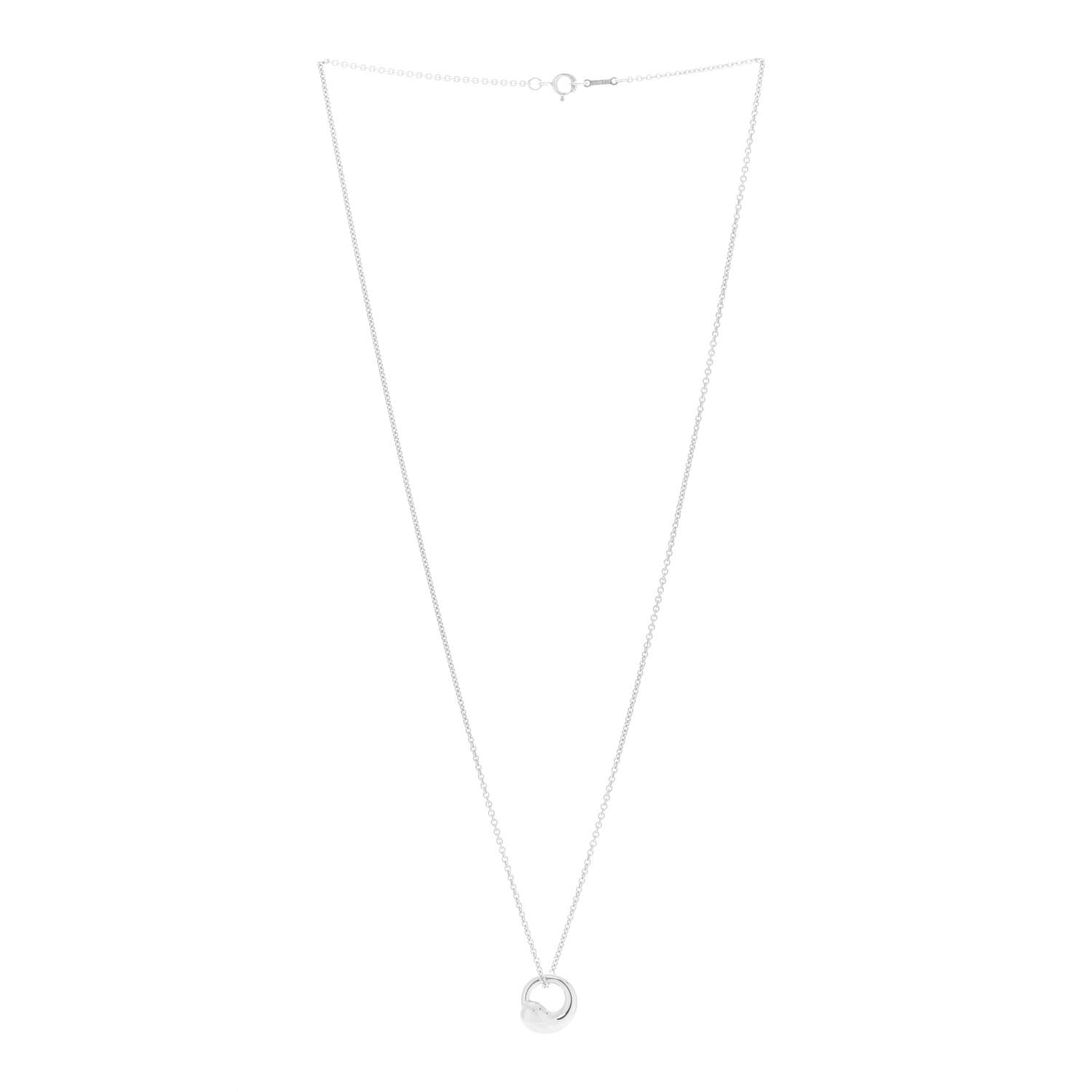 Tiffany Sterling Silver 12mm Elsa Peretti Eternal Circle Pendant Necklace 3 of 7