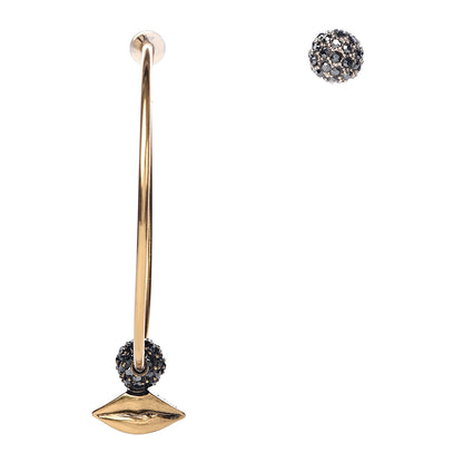 Christian Dior Crystal Metal Lips Hoop Earrings Aged Gold 1 of 4