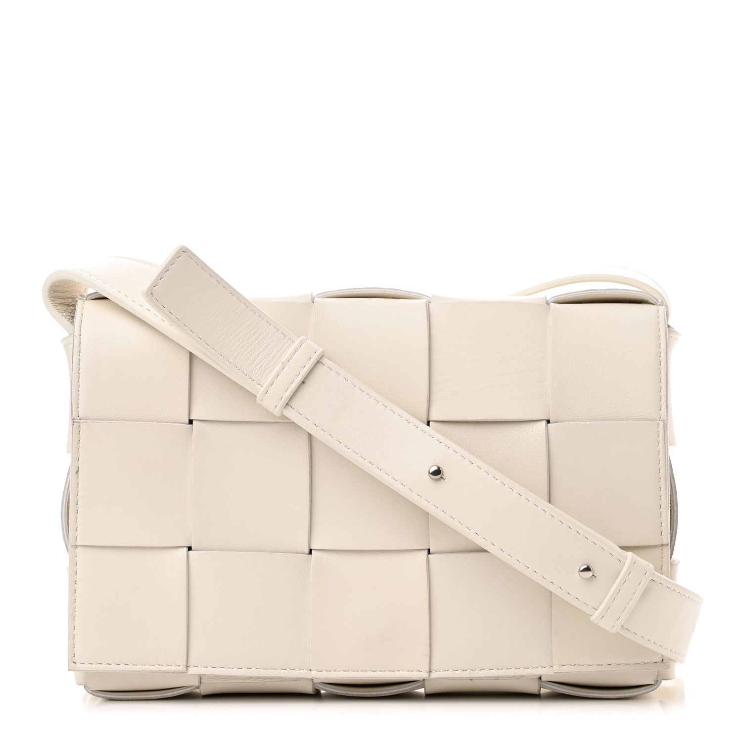 Bottega Veneta Lambskin Maxi Intrecciato Cassette Crossbody Bag White 1 of 12