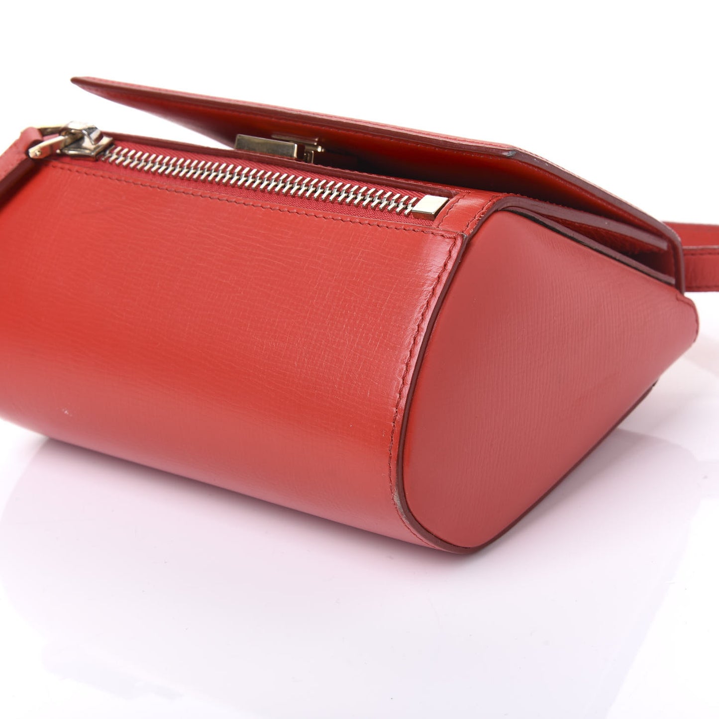 Textured Calfskin Mini Pandora Box Crossbody Bag Red