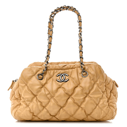Chanel Lambskin Bubble Quilt Bowler Beige 1 of 12