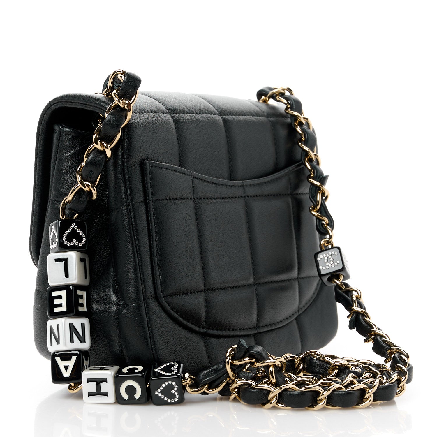 Chanel Lambskin Resin Crystal Square Quilted Mini Monacoco Flap Black 3 of 12