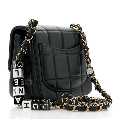 Chanel Lambskin Resin Crystal Square Quilted Mini Monacoco Flap Black 3 of 12