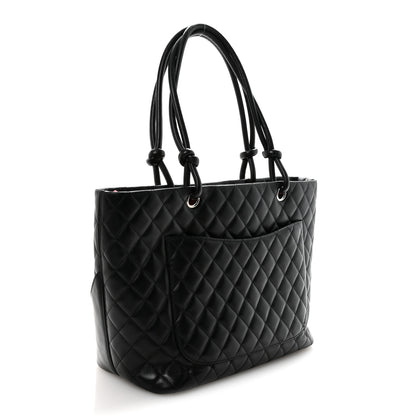 Chanel Calfskin Quilted Large Cambon Tote Black White 3 of 10
