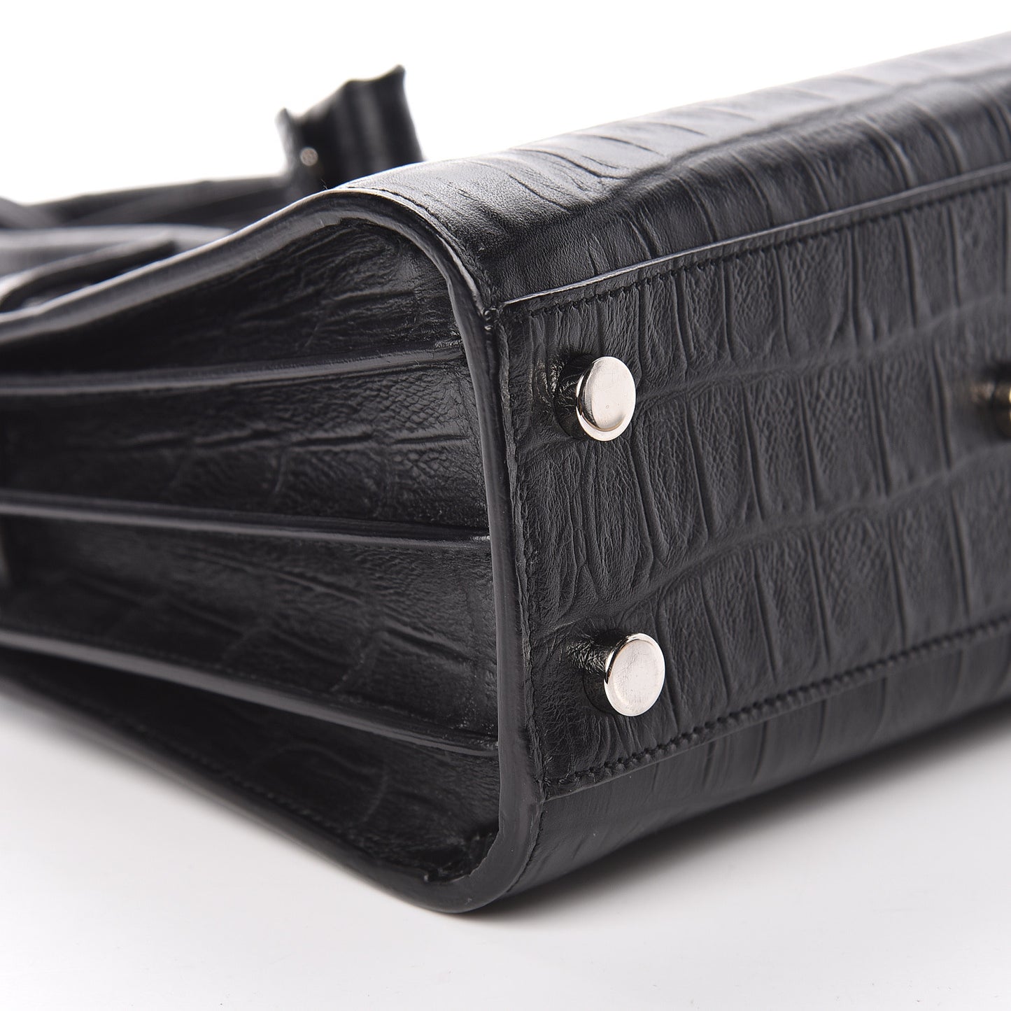 Calfskin Crocodile Embossed Nano Sac De Jour Black